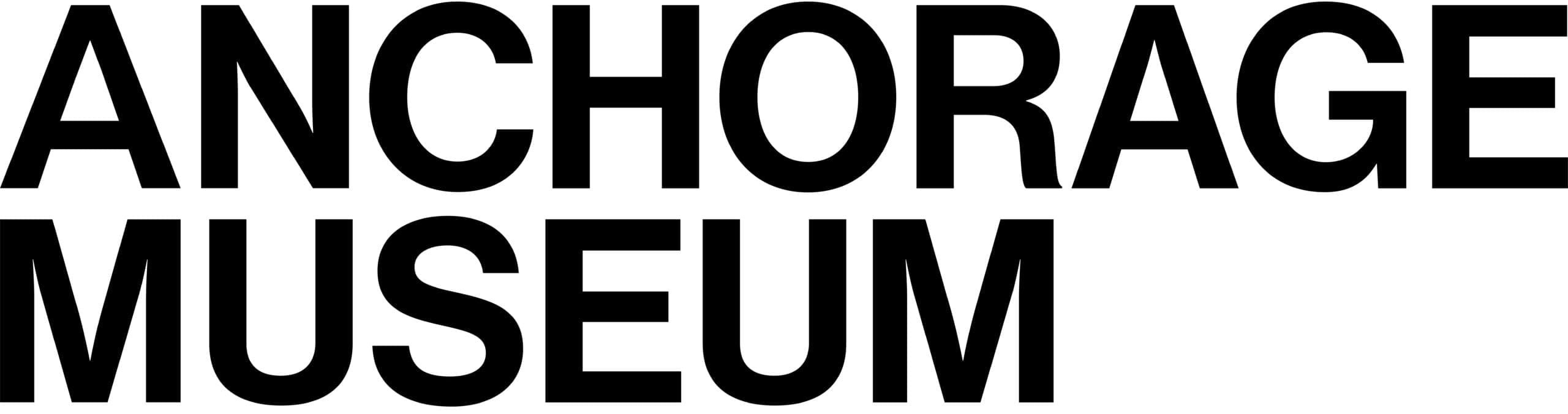 Anchorage Museum logo - The word Anchorage over the word Museum, all caps, sans serif, in black, and left justified