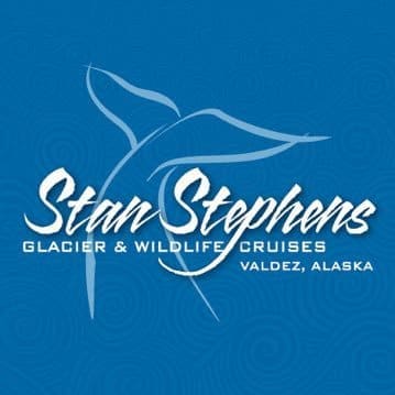 Stan Stephens Glacier & Wildlife Cruises logo with a whale tail behind it
